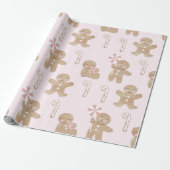 Weihnachts-Lebkuchen Pink Wrapping Paper Geschenkpapier (Ungerollt)