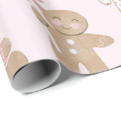 Weihnachts-Lebkuchen Pink Wrapping Paper Geschenkpapier (Rolleneckpunkt)