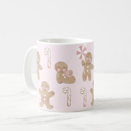Weihnachts-Lebkuchen-Rosa Kaffeetasse (Vorderseite Links)