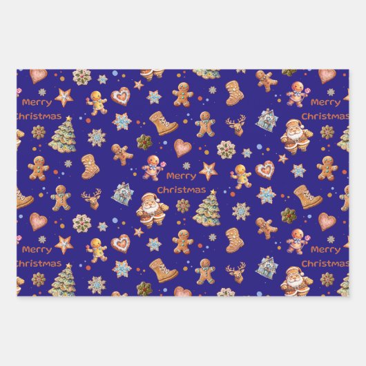 Weihnachts-Lebkuchen-Spaß Niedlich Geschenkpapier Set (Vorderseite 3)