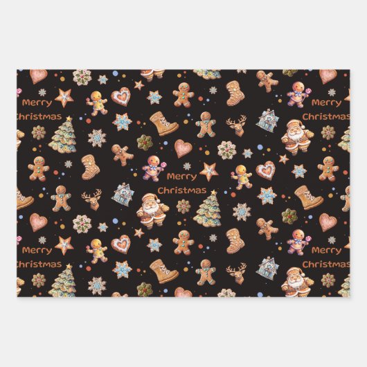 Weihnachts-Lebkuchen-Spaß Niedlich Geschenkpapier Set (Vorderseite 2)