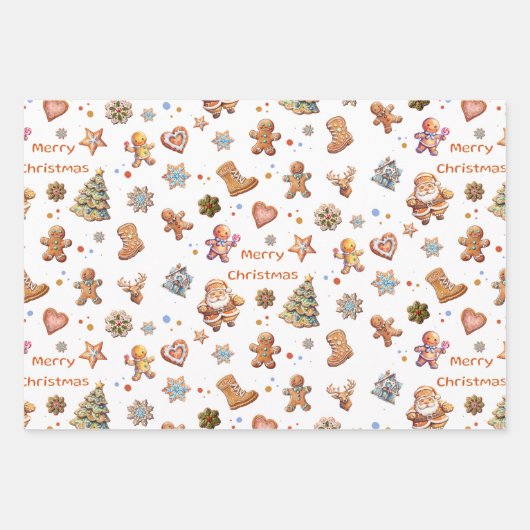 Weihnachts-Lebkuchen-Spaß Niedlich Geschenkpapier Set (Vorderseite)