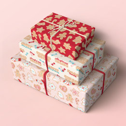 Weihnachts-Lebkuchen und Bonbons Geschenkpapier Set