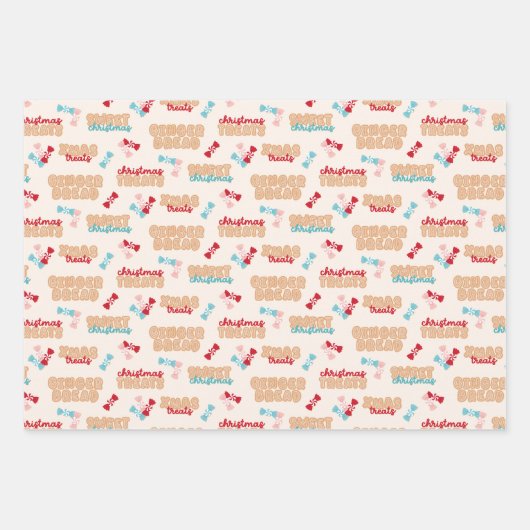 Weihnachts-Lebkuchen und Bonbons Geschenkpapier Set (Vorderseite 2)