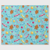 Weihnachts-Lebkuchen und Süßigkeiten Geschenkpapier (Flach)