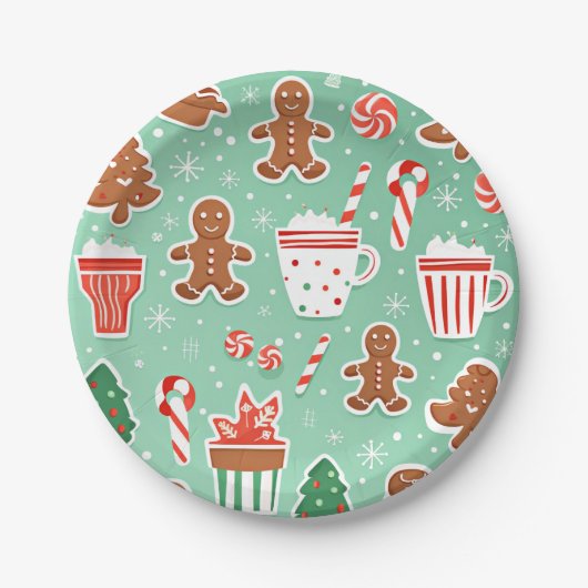 Weihnachts-Lebkuchendesign Pappteller (Vorderseite)