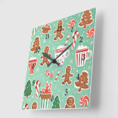 Weihnachts-Lebkuchendesign Quadratische Wanduhr (Winkel)