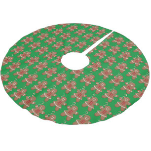 Weihnachts-Lebkuchenfrau mit Zuckerstange Polyester Weihnachtsbaumdecke