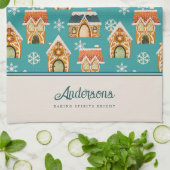 Weihnachts-Lebkuchengebäck Aquamarin Geschirrtuch (Gefaltet)
