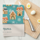 Weihnachts-Lebkuchengebäck Aquamarin Geschirrtuch (Viertel Falte)