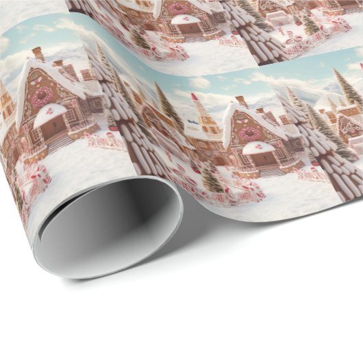 Weihnachts-Lebkuchenhaus Geschenkpapier (Rolleneckpunkt)