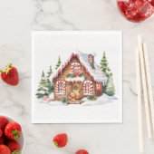 Weihnachts-Lebkuchenhaus im Schnee Serviette (Beispiel)