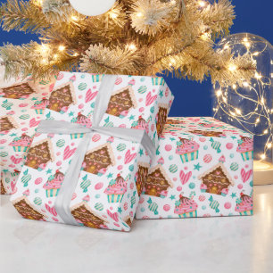 Weihnachts-Lebkuchenhäuschen, Cupcakes, Süßigkeite Geschenkpapier
