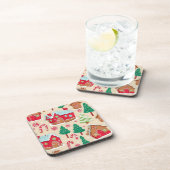 Weihnachts-Lebkuchenhäuser Baummuster Getränkeuntersetzer (Rechte Seite)