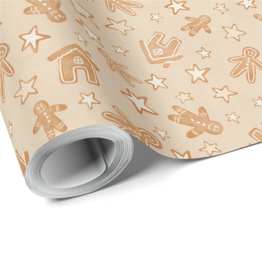 Weihnachts-Lebkuchenhäuser und -kochen Geschenkpapier (Rolleneckpunkt)