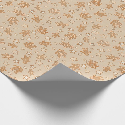 Weihnachts-Lebkuchenhäuser und -kochen Geschenkpapier (Ecke)