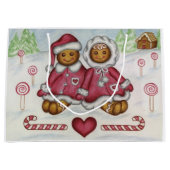 Weihnachts-Lebkuchenjunge und Girl-Geschenktasche Große Geschenktüte (Vorderseite)