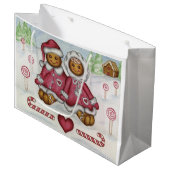 Weihnachts-Lebkuchenjunge und Girl-Geschenktasche Große Geschenktüte (Vorderseite Schrägansicht)