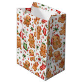 Weihnachts-Lebkuchenjunge und -Mädchen mit Strümpf Mittlere Geschenktüte (Vorderseite Schrägansicht)