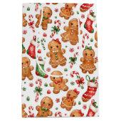 Weihnachts-Lebkuchenjunge und -Mädchen mit Strümpf Mittlere Geschenktüte (Vorderseite)