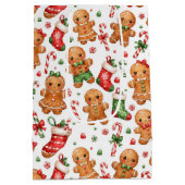 Weihnachts-Lebkuchenjunge und -Mädchen mit Strümpf Mittlere Geschenktüte (Rückseite)