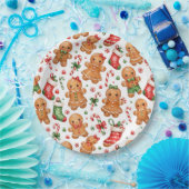 Weihnachts-Lebkuchenjunge und -mädchen mit Strümpf Pappteller (Party)