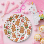 Weihnachts-Lebkuchenjunge und -mädchen mit Strümpf Pappteller (Party)