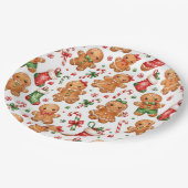 Weihnachts-Lebkuchenjunge und -mädchen mit Strümpf Pappteller (Schrägansicht)