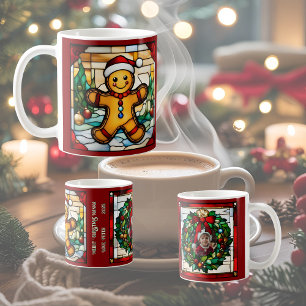Weihnachts-Lebkuchenmann Faux-Buntglas Kaffeetasse