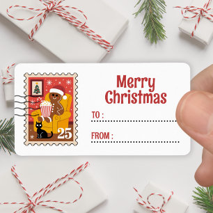 Weihnachts-Lebkuchenmann-Stempel-Aufkleber-Etikett Adressaufkleber