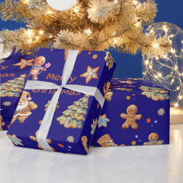 Weihnachts-Lebkuchenspass Niedliche Marine Geschenkpapier