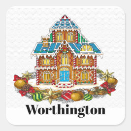 Weihnachts-Lebkuchensticker Quadratischer Aufkleber