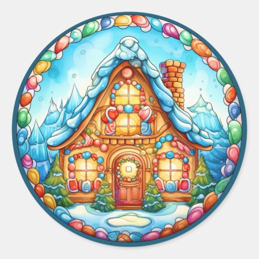 Weihnachts-Lebkuchensticker Runder Aufkleber (Vorderseite)