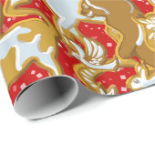 Weihnachts-Lebkuchentierparade Geschenkpapier (Rolleneckpunkt)