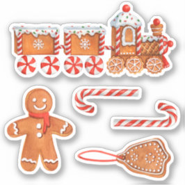 Weihnachts-Lebkuchenzug & Candy Cane Aufkleber