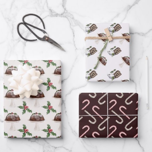 Weihnachts-Leckerei-Muster Geschenkpapier Set (Vorderseite)