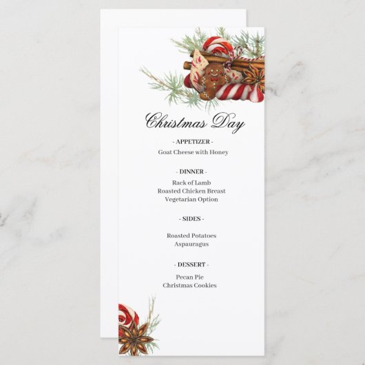 Weihnachts-Leckereien-Menü Menükarte (Vorne/Hinten)