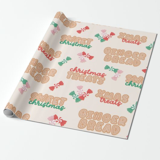 Weihnachts-Leckereien Muster Geschenkpapier (Ungerollt)