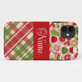 Weihnachts-Leckereien und kariertes personalisiert Case-Mate iPhone Hülle (Rückseite (Horizontal))