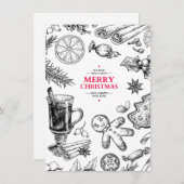 Weihnachts-Leckereien Vintag zeichnend. Weihnachts Feiertagskarte (Vorne/Hinten)