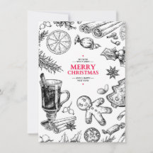 Weihnachts-Leckereien Vintag zeichnend. Weihnachts