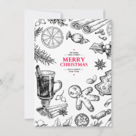 Weihnachts-Leckereien Vintag zeichnend. Weihnachts Feiertagskarte