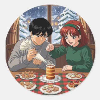 Weihnachts-Leckereien zusammen Runder Aufkleber