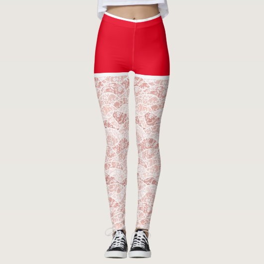 Weihnachts-Leggings Imitate Floral White Lace Fish Leggings (Vorderseite)