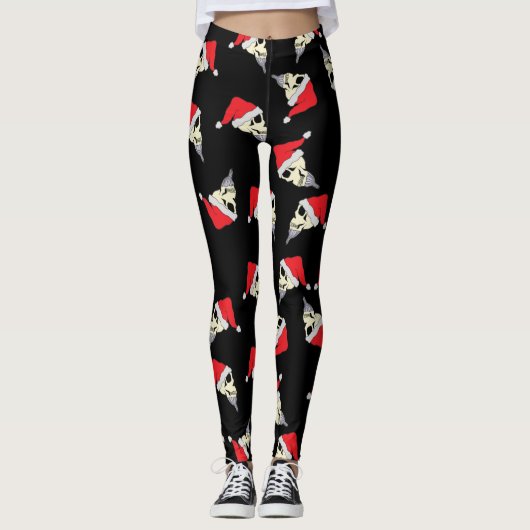 Weihnachts-Leggings mit Schädeln in Weihnachtsmann Leggings (Vorderseite)