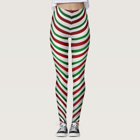 Weihnachts-Leggings Niedlich Candy Cane Stretchy P Leggings (Vorderseite)