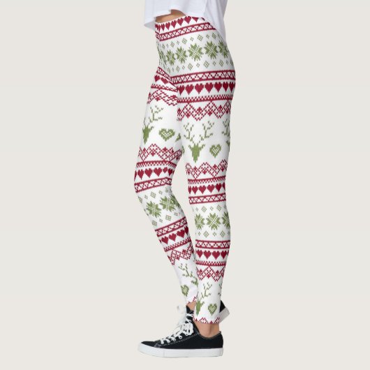Weihnachts-Leggings/Schneeflocken, Herz und Rentie Leggings (Links)