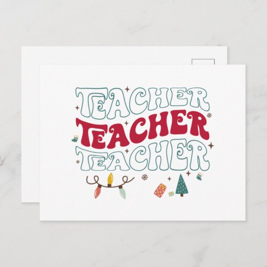 Weihnachts-Lehrerin Postkarte (Vorne/Hinten)