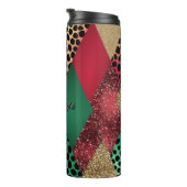 Weihnachts-Leoparden-Glitter-Patchwork-Design Thermosbecher (Nach rechts gedreht)