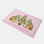 Weihnachts-Leoparden-Kranz  Fußmatte (Schrägansicht)